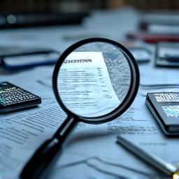 A magnifying glass over business data.