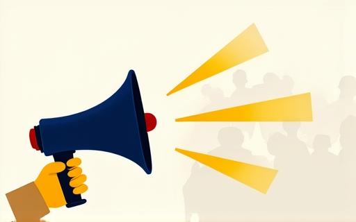 A megaphone broadcasting a message to an audience.